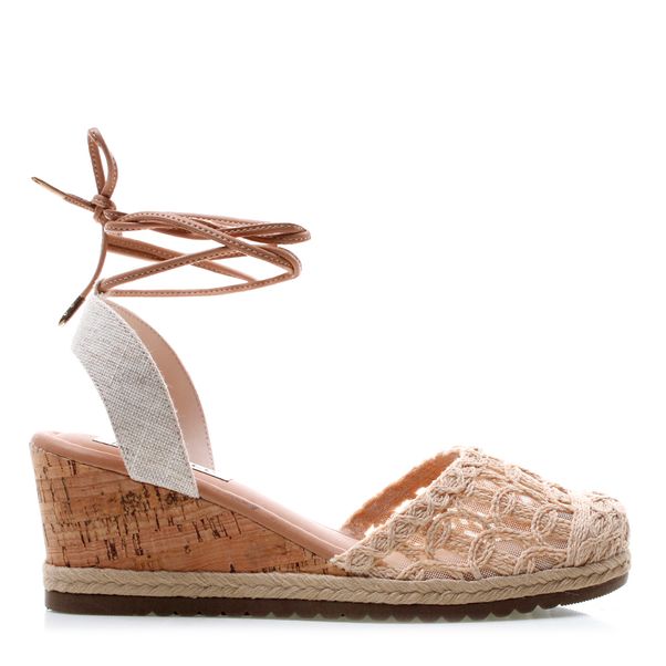 Sandalia Anabela Espadrille Bebece Bege Oscar Calcados