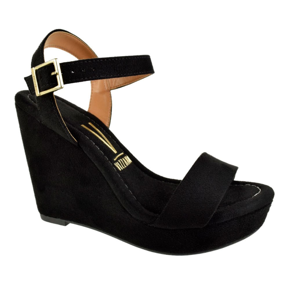 Sandália Anabela Vizzano Suede Social Preto Feminino - Oscar Calçados ...