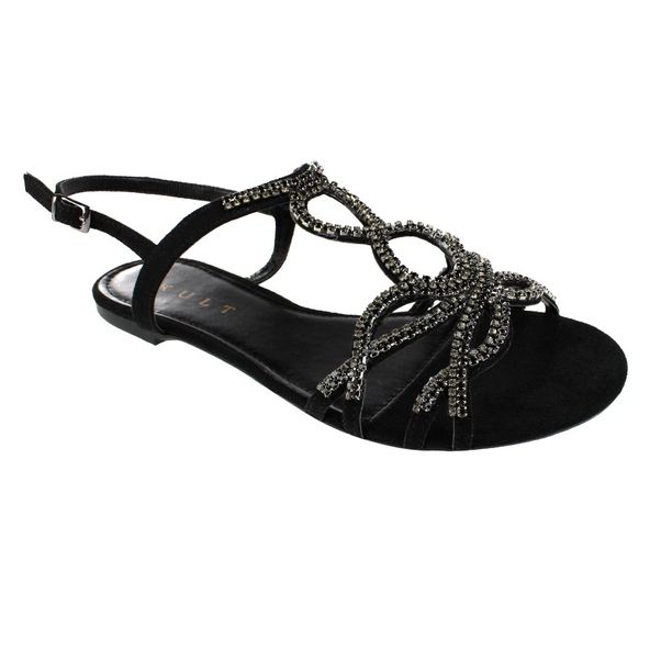 sandalia rasteira com strass