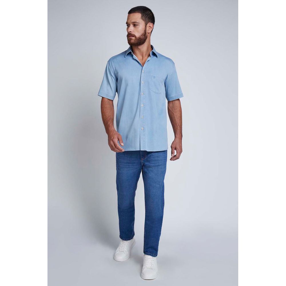 Camisa Manga Curta Azul Quadrado Comfort plus - Hilios - Inspirado