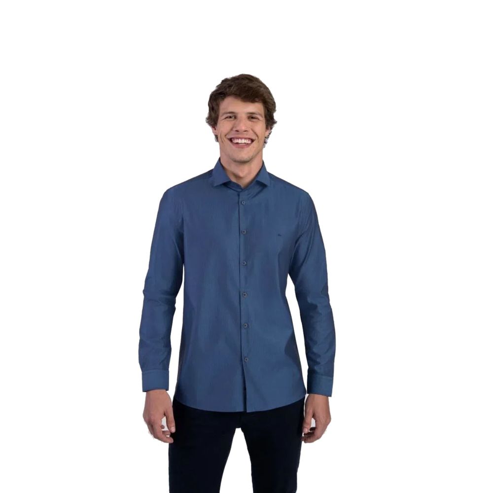 Camisa Masculina Slim Tricoline Micro Xadrez - Aramis - Azul