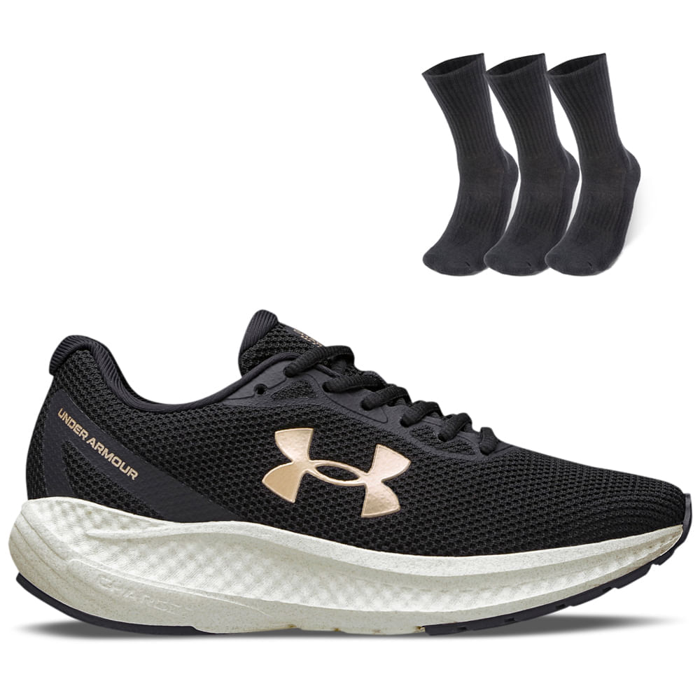 Meia Unissex Under Armour Cotton Invisível - Pacote com 3 pares